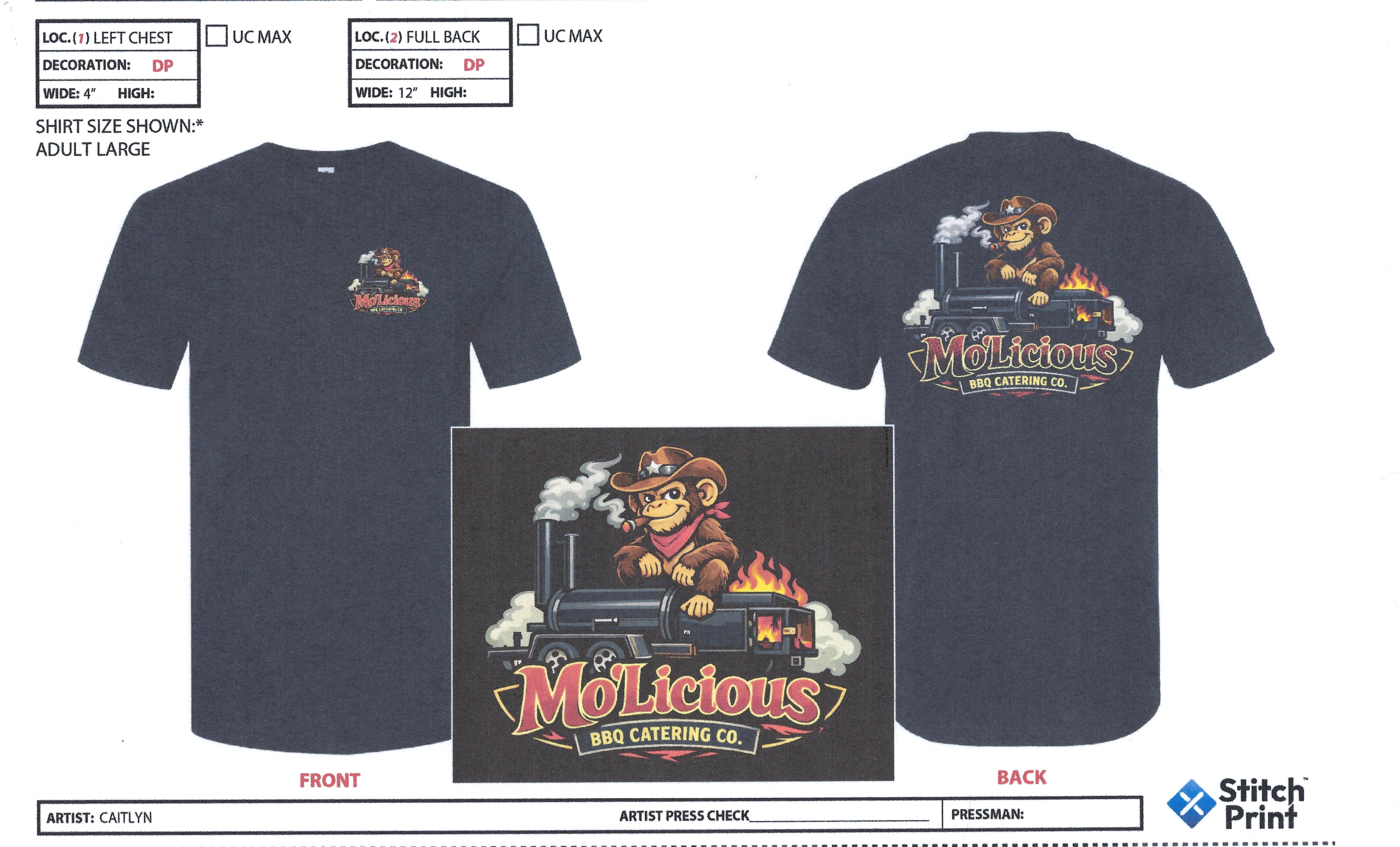 Mo'Licious shirt design proof created by Stitch Print